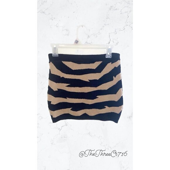 Forever 21 Medium Knit mini–Skirt Black and Tan - Picture 1 of 4